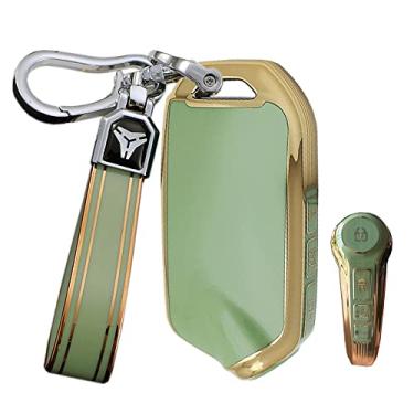 Imagem de ontto Suporte de chaveiro adequado para Kia Stinger K900 2020 2021 2022 Caixa de chave de TPU com controle remoto inteligente caixa de chave verde anti-arranhões