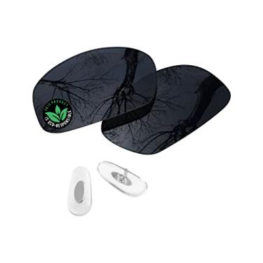 Imagem de Raydi Lentes de reposição de policarbonato e protetores de nariz para óculos de sol retangulares RayBan RB3445 61 mm - Preto Sólido - Polarizado