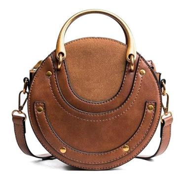 Imagem de KoeLaP Bolsa de ombro pequena com costura fosca vintage para mulheres bolsas femininas transversais, Auburn, 17x8x16cm