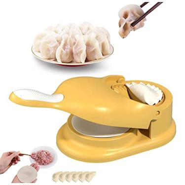 Imagem de Máquina de fazer bolinhos 2 em 1, prensa de bolinhos de massa, molde manual para fazer bolinhos, ferramentas multifuncionais para fazer bolinhos e ravioli (amarelo)