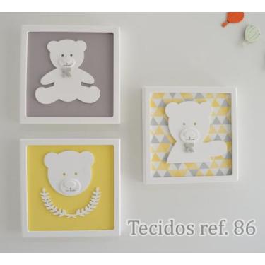 Imagem de Trio Quadros D179 Enfeite Parede Ursos Menino Decoração Infantil Baby
