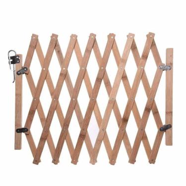 Imagem de Grade Proteção Portão Cerca G Madeira Sanfonado Cachorro,