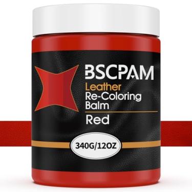 Imagem de BSCPAM Bálsamo de recoloração de couro vermelho, restaurador de cor de couro de 340 g para sofás, kit de reparo de couro para móveis, tinta de couro para desbotamento de couro, reparo de couro para