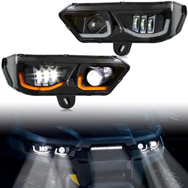 Imagem de LDETXY Conjunto de faróis de LED para Can-Am Defender 2016-2024, faróis de LED com luz de seta DRL para acessórios Can-Am Defender MAX HD5 HD8 HD10 HD7 HD9 PRO HD10 2016-2024 (2 peças)