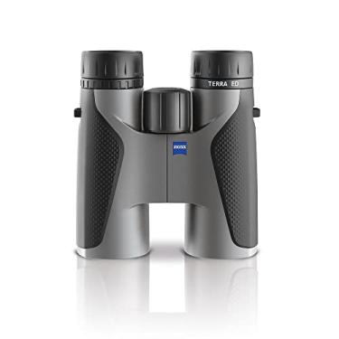 Imagem de ZEISS Binóculos Terra ED 8 x 42 à prova d'água e foco rápido com vidro revestido para clareza ideal em todas as condições climáticas para observação de pássaros, caça, passeios turísticos, cinza