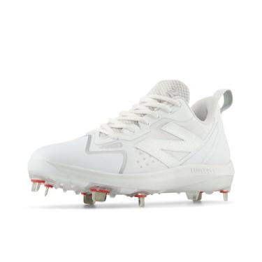 Imagem de New Balance Tênis feminino FuelCell Romero Duo V2 Metal Softball, Branco/prata metálico, 5