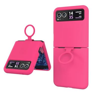 Imagem de E Segoi Capa para Moto Razr 2023, capa à prova de choque de borracha gel de silicone líquido, almofada de forro de pano de microfibra macia compatível com Motorola Razr | 2023 | / Razr 40 (rosa
