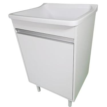 Imagem de Gabinete Para Lavanderia 53cm Com Tanque 34 Litros + Sifão Cor:Tanque Branco