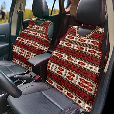 Imagem de GOSTONG Colete de capa de assento de carro estilo boêmio, estampa vermelha, capa de assento frontal moderna, decoração universal de acessórios automotivos