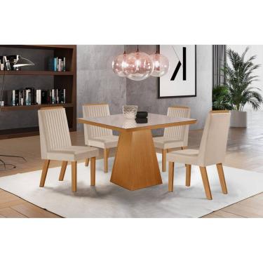 Imagem de Sala de Jantar Quadrada Completa com 4 Cadeiras 0,90x0,90m - Prada - LJ Móveis
