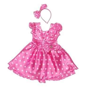 Imagem de Fantasia Minnie Rosa Infantil Com Tiara Para Festas G 7-8