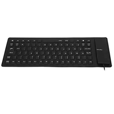 Imagem de Teclado de Silicone Leve Portátil à Prova D'água Macio e Confortável Teclado de Silicone Com Fio USB para PC (Preto)