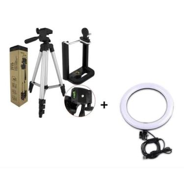 Imagem de Tripé com Ring Light Profissional Iluminação 2,1m USB 18cm - Orquezz