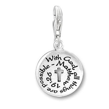 Imagem de Pingentes para pulseiras com clipe de lagosta With God All Things Are Possible Jewelry com fecho lagosta, metal, Metal