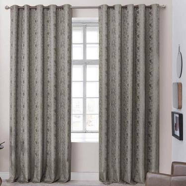 Imagem de Cortina Dalia Jacquard Estampado Floral 2,00m X 1,70m Sala Quarto Varão 2m - Marrom