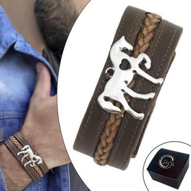 Imagem de Pulseira de Couro Masculina Country Ajustável Cavalo  - GRANADO ACESSÓ