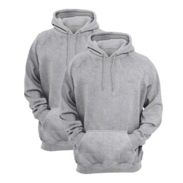 Imagem de Kit 2 Moletons Casual Flanelado Algodão Canguru Capuz Bolso - Floratin