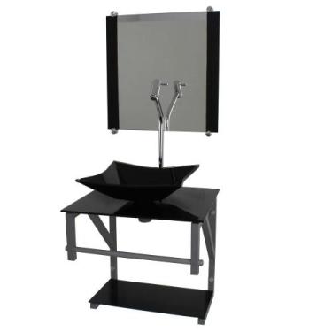 Imagem de Gabinete de vidro para banheiro 40cm ac slim full com espelho - Cubas 