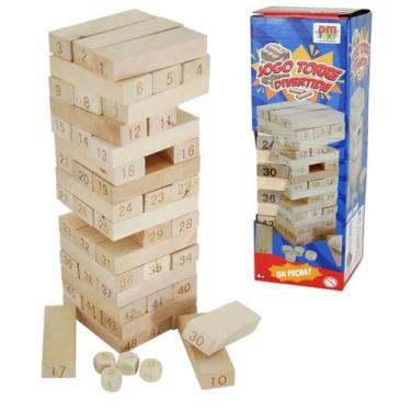 Imagem de Brinquedo Infantil Jogo Mesa Caiu Perdeu Madeira 54 Peça Mdf - DM Toys