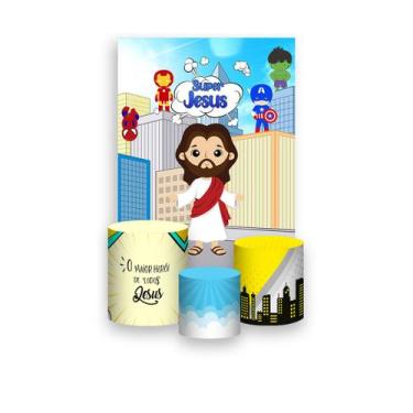 Imagem de Painel De Festa Vertical 1,50 x 2,20 + Trio De Capas Cilindro - O Supe
