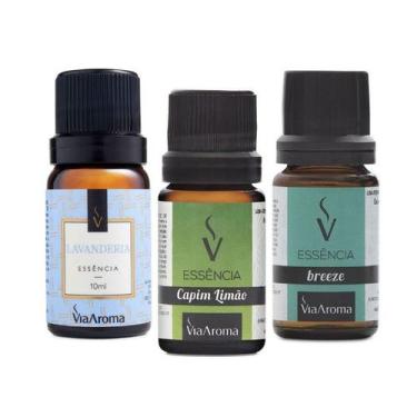 Imagem de Kit 3 Essências Via Aroma 10ml (Breeze, Capim Limão e Lavanderia)