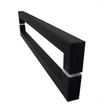 Imagem de Puxador Porta Duplo Preto Fosco 60cm Inox Modelo Beauty - DECORPLACE