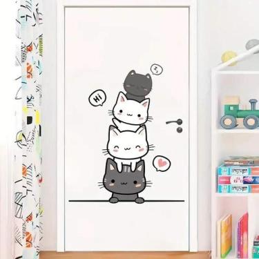 Imagem de Adesivo para Porta Gatinhos Mod01 - Lojinha da Luc Adesivos