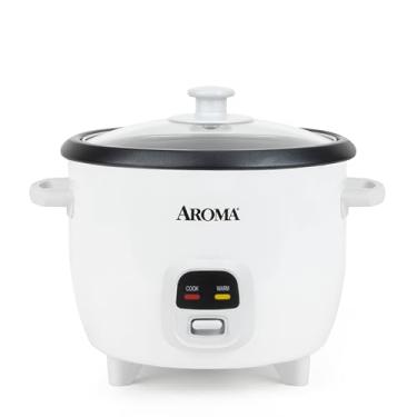 Imagem de Panela de arroz AROMA®, 3 xícaras (não cozidas)/6 xícaras (cozidas), panela de arroz pequena, panela de aveia, máquina de sopa, manter aquecido automaticamente, 1,5 L, branco, ARC-393NG