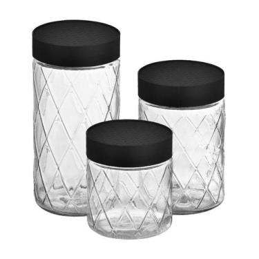 Imagem de Conjunto De Pote Diamante Com Tampa 3 Peças - Viva Vidros