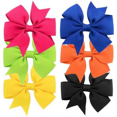 Imagem de 6pcs. Laço Para Cabelo Infantil Adulto Jacaré Várias Cores - Neoimp