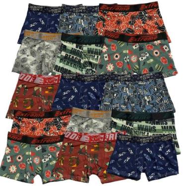 Imagem de Kit 15 Cuecas Boxer Infantil Fristyle Em Microfibra Estampada, G