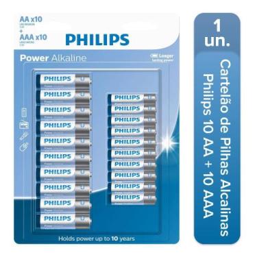 Imagem de Pilhas Alcalinas Philips 10 Palito AAA + 10 Pequena AA