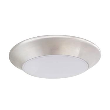Imagem de Design House 578443 Luz de disco LED integrada moderna para ambientes internos/externos montagem embutida no teto regulável com lentes brancas para entrada do banheiro, sala de estar, níquel acetinado
