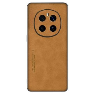 Imagem de POYUFRG Capa antiqueda fina para Honor Magic 7 Pro/7, capa de couro de pele de casca de ovelha fosca com tudo incluído, capa de telefone com proteção de lente com tudo incluído, laranja, 7