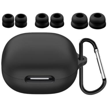 Imagem de A-Focus Compatível com a capa Anker Soundcore P40i, kit de pontas auriculares de silicone à prova de choque com chaveiro, conjunto de orelhas de flange dupla, combinado com Soundcore P40i, preto