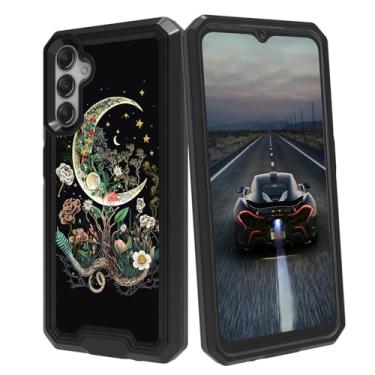 Imagem de BEOTIWAD Capa para Samsung Galaxy S24, Galaxy S24, para homens e mulheres, lua, flores, mista, camada dupla, resistente, à prova de choque, capa protetora robusta para Samsung S24