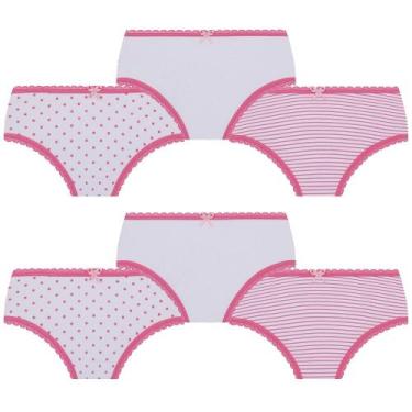 Imagem de Kit 6 Calcinha Lobinha Infantil Kids Lupo Algodão Estampada, P, Rosa