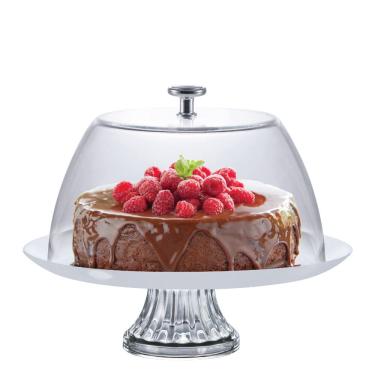 Imagem de Boleira de Vidro White com Pé e Tampa Opaline M para Bolos