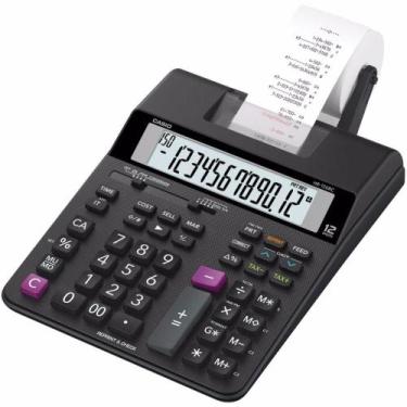 Imagem de Calculadora Bobina Casio HR-100RC Preta Bivolt e À Pilha Impressão do 