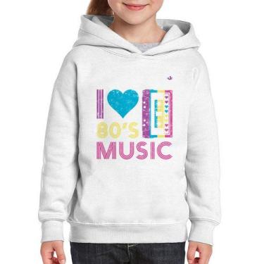 Imagem de Moletom Infantil I love 80's music - Foca na Moda, Branco, 2