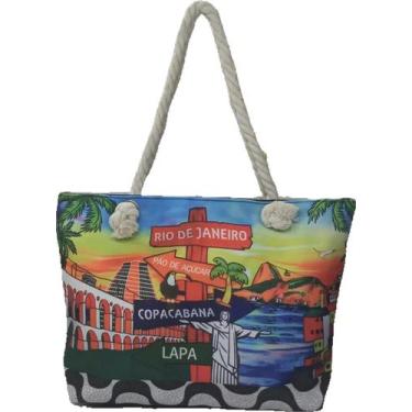 Imagem de Bolsa Sacola Feminina Souvenir Rio de Janeiro Cristo Redentor - Fecho 