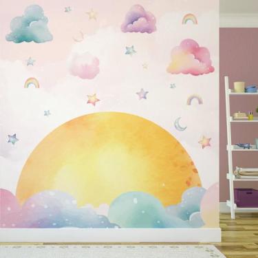 Imagem de Papel de Parede Quarto Menina Por do Sol Algodão Doce 6m² - Quartinhos