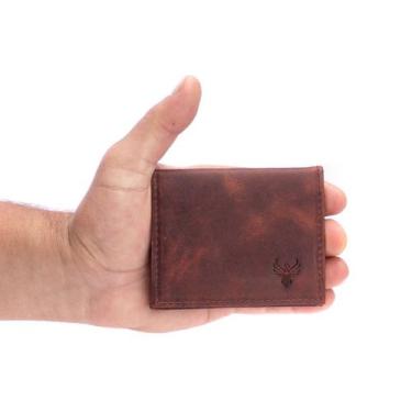 Imagem de Carteira Slim Masculina Compacta Em Couro  - VWAboots, Café