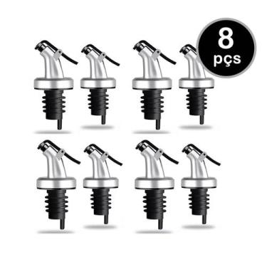 Imagem de Jogo 8un bico dosador c/ tampa p/ garrafa azeite vinagre - Unygift