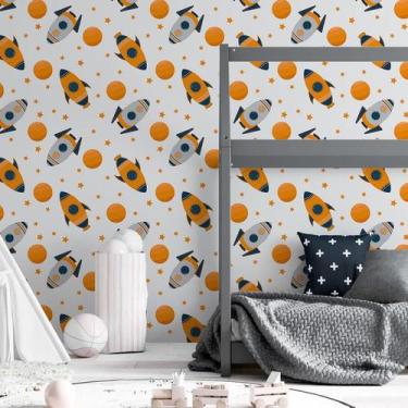 Imagem de Papel de Parede Adesivo Espaço Foguete N06209 0,58x2,5M - Adesivo BR