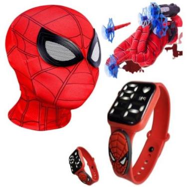 Imagem de Máscara,luva lança-dardos e relógio infantil Homem-Aranha_B - SMACTUDO