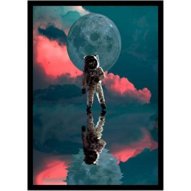Imagem de Quadro Decorativo Astronauta Ficção Científica Planetas Galáxias Salas