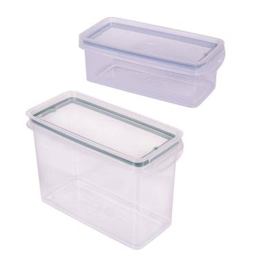 Imagem de Jogo Porta Mantimento Hermético Trava Mais Retangular 875ml e 1,9L- Plasútil