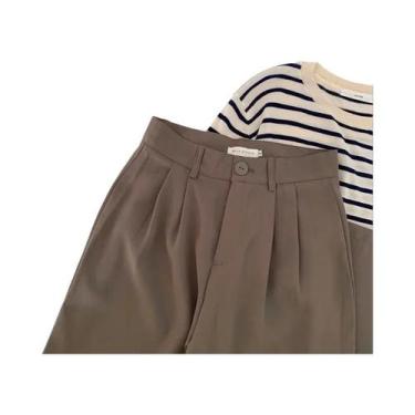 Imagem de Calças de Alfaiataria Femininas Pretas - Cintura Alta, Estilo Coreano,