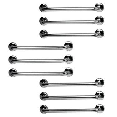 Imagem de Barra de Apoio 60cm Aço Inox Kit 9 Unidades Suporte Idoso Cadeirante G